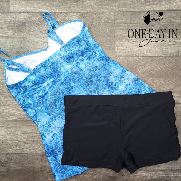 CharmLeaks Plus Size Cross Front Boyshort Tankini Swimsuit Size 4XL - Picture 4 of 4